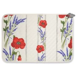 Poppies Cream Acrylic-Coated Cotton Quilted Placemats By Tissus Toselli