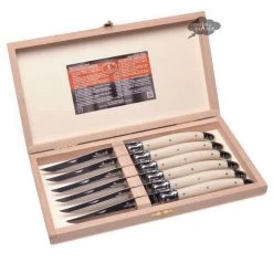 Laguiole Jean Dubost DeLuxe Table Knives Set Of 6 - Faux Ivory Handles