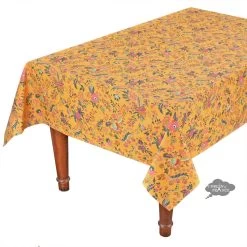 60x108" Rectangular Versailles Yellow Acrylic-Coated Cotton Provence Tablecloth By Le Cluny