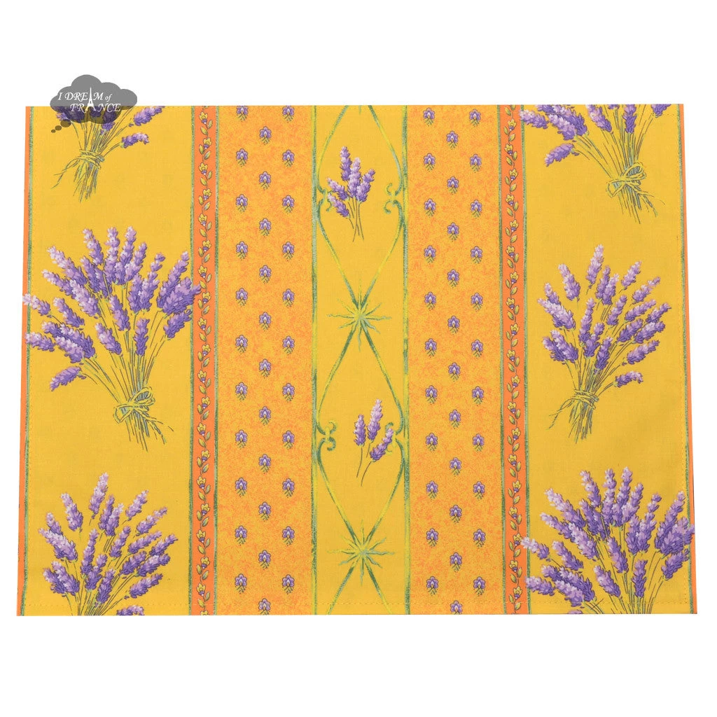 Lavender Yellow Acrylic-Coated Cotton Reversible Placemat By Le Cluny