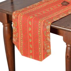 16x72" Lisa Red Acrylic-Coated Cotton Provence Table Runner By Le Cluny