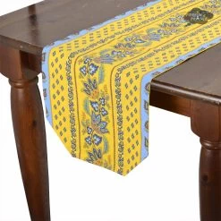 16x72" Lisa Yellow Acrylic-Coated Cotton Provence Table Runner By Le Cluny