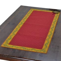 Calisson Red French Cotton Quilted Table Runner By Tissus Toselli