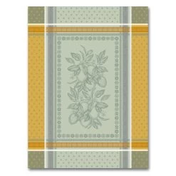 Cedrat Green & Yellow French Cotton Jacquard Dish Towel By Tissus Toselli