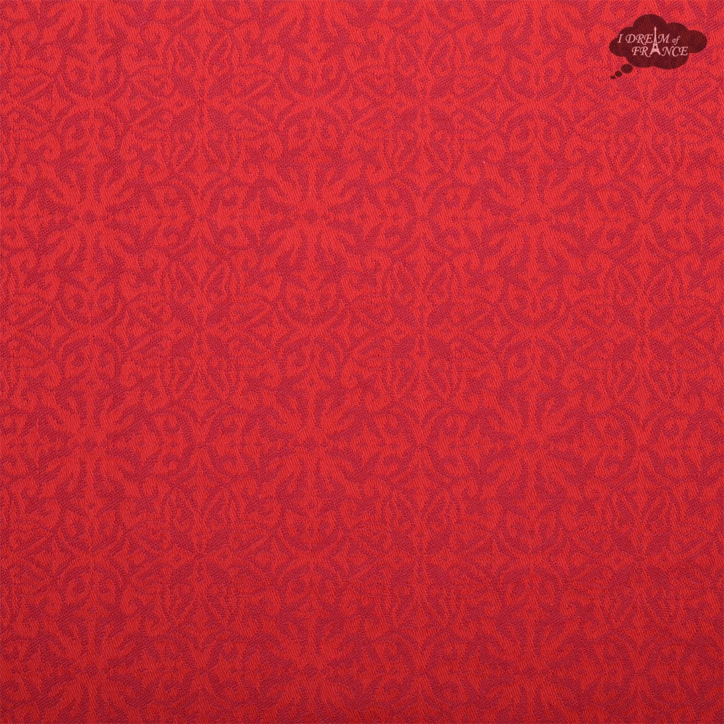 62x98" Rectangular Cedrat Red & Yellow French Cotton Jacquard Tablecloth By Tissus Toselli - Image 3