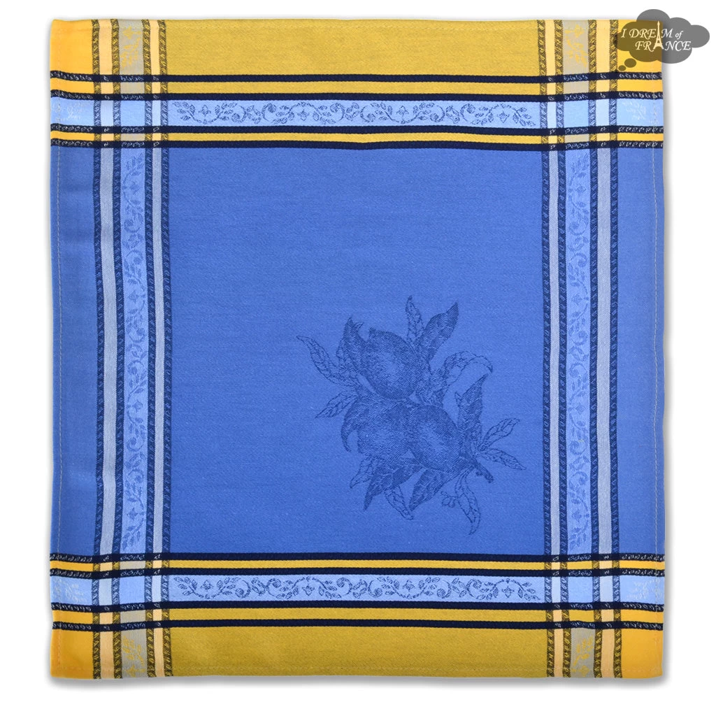 Citrus Yellow & Blue French Cotton Jacquard Napkin By L'Ensoleillade - Image 2