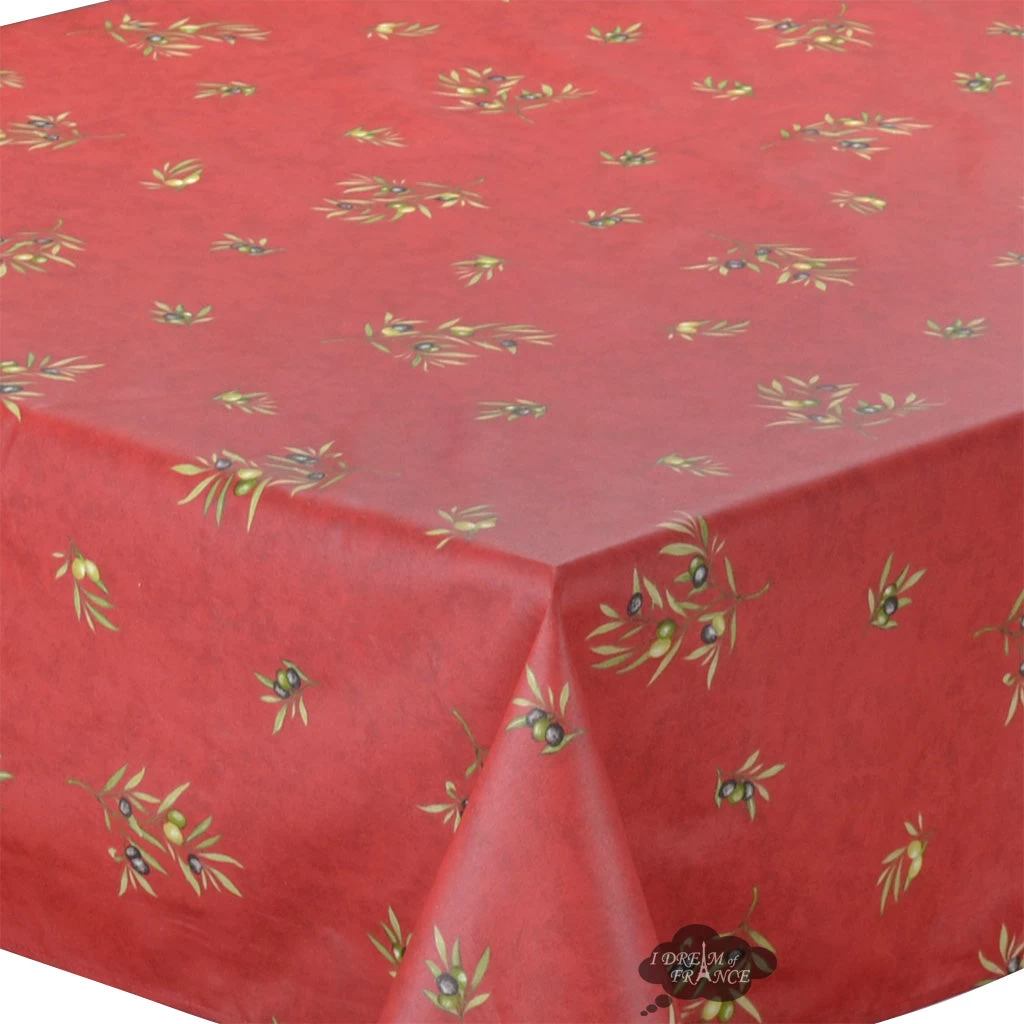 60x120" Rectangular Clos Des Oliviers Red All-Over Acrylic-Coated Cotton Tablecloth By L'Ensoleillade - Image 2
