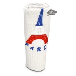 Eiffel Tower White Waffle-Weave Kitchen Towel By Coton Blanc