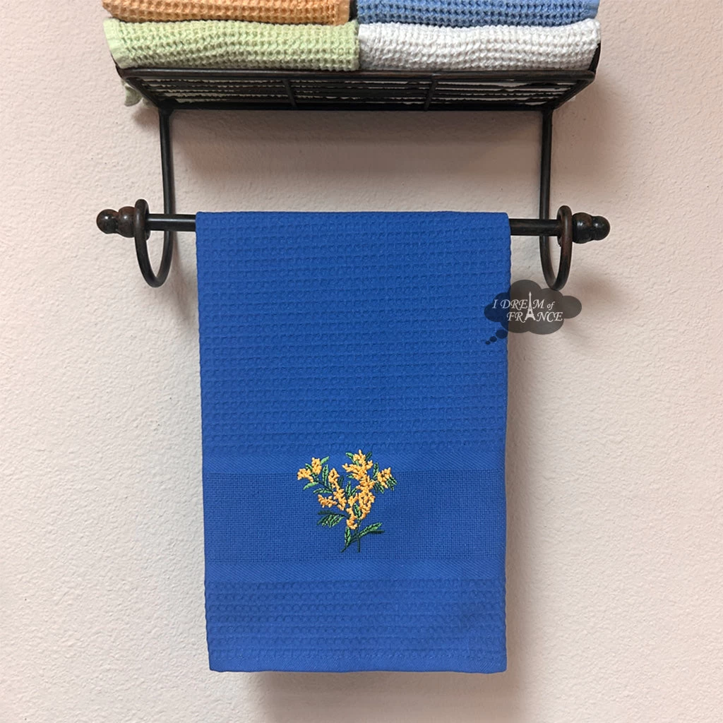 Provence Mimosa Blue Waffle-Weave Kitchen Towel By Coton Blanc - Image 2
