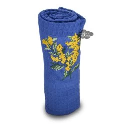 Provence Mimosa Blue Waffle-Weave Kitchen Towel By Coton Blanc