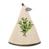 Round Terry Hand Towel Olives & Cicadas Cream By Coton Blanc