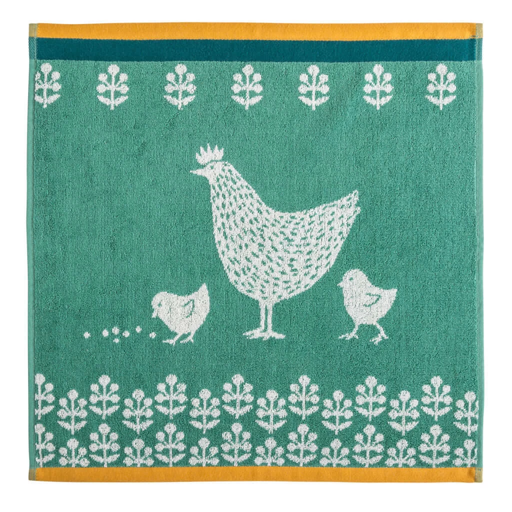 Hen (Cocotte) Terry Square Cotton Towel By Coucke