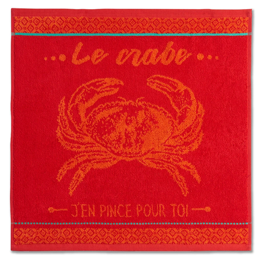 Crab Terry Square Towel By Coucke