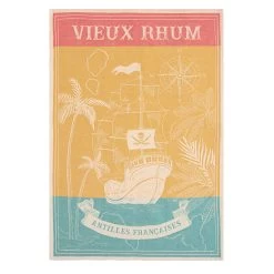 Aged Rum (Vieux Rhum) French Jacquard Cotton Dish Towel By Coucke