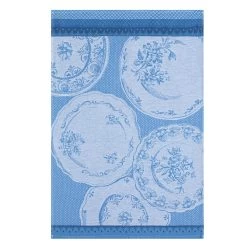 Vintage Plates (Assiettes Anciennes) French Jacquard Cotton Dish Towel By Coucke