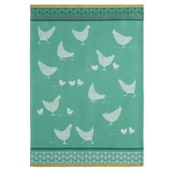 Pullet Hens (Poulettes) French Jacquard Cotton Dish Towel By Coucke