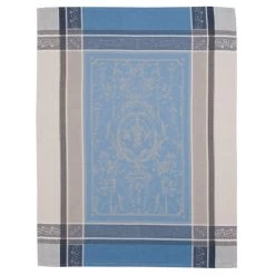 Versailles Gray & Blue Cotton Jacquard Dish Towel By Tissus Toselli