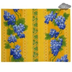 Grapes Yellow Acrylic-Coated Cotton Reversible Placemat By Le Cluny