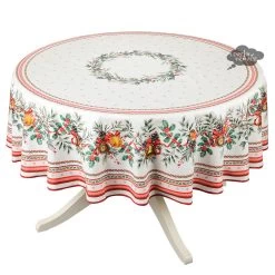 70" Round Joyeux Noel Tablecloth By Tissus Toselli