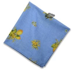 Lemon & Mimosa Blue Provence All-Over Cotton Napkin By L'Ensoleillade