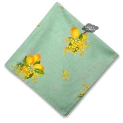 Lemon & Mimosa Green Provence All-Over Cotton Napkin By L'Ensoleillade