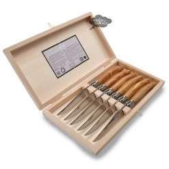 Laguiole Jean Dubost DeLuxe Table Knives Set Of 6 - Olive Wood Handles