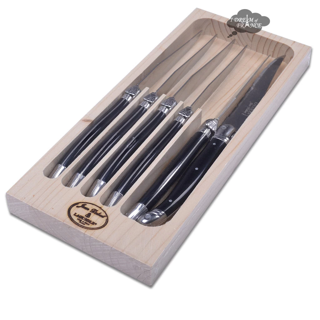 Laguiole Jean Dubost Table Knives Set Of 6 - Black Handles
