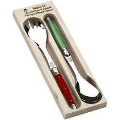 Laguiole Jean Dubost Salad Set - Green & Red Handles