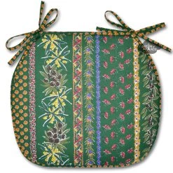 Olives Green Acrylic-Coated Cotton French Style Chair Pad By Le Cluny