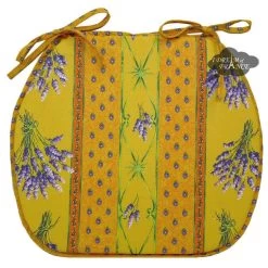 Lavender Yellow Acrylic-Coated Cotton French Style Chair Pad By Le Cluny