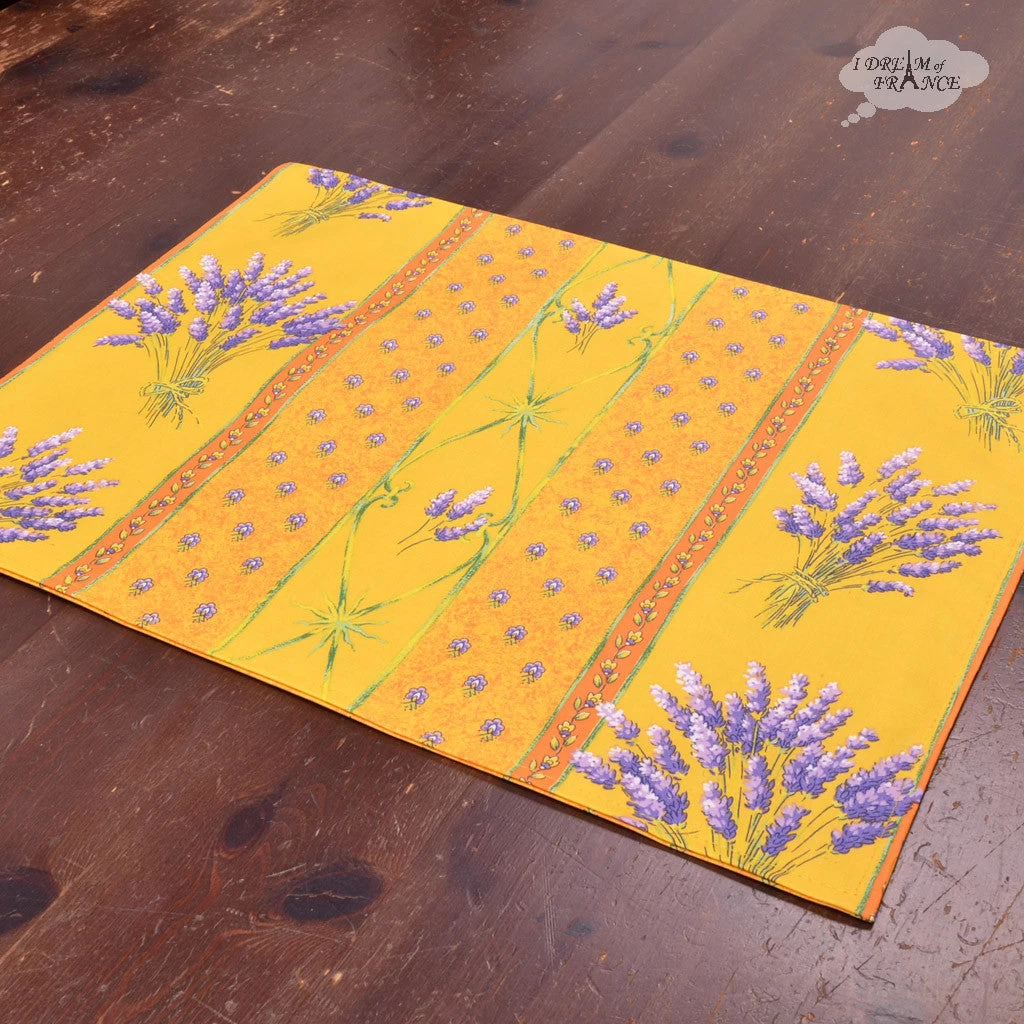 Lavender Yellow Acrylic-Coated Cotton Reversible Placemat By Le Cluny - Image 3