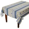 60x108" Rectangular Monaco Beige & Blue Acrylic-Coated Cotton Provence Tablecloth By Le Cluny