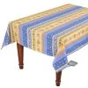 60x120" Rectangular Monaco Blue & Yellow Acrylic-Coated Cotton Provence Tablecloth By Le Cluny