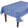 52x72" Rectangular Olives Blue Acrylic-Coated Cotton Provence Tablecloth By Le Cluny