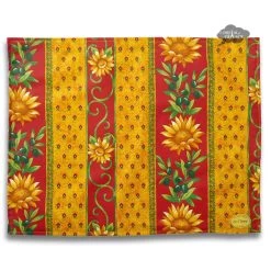 Sunflower Red Acrylic-Coated Cotton Reversible Placemat By Le Cluny