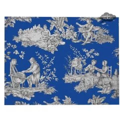 Villandry Blue French Toile Acrylic-Coated Cotton Reversible Placemat By Le Cluny