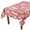 58" Square Villandry Red Toile Acrylic-Coated Cotton Tablecloth By Le Cluny