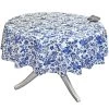 60" Round Versailles Blue Acrylic-Coated Cotton French Tablecloth By Le Cluny