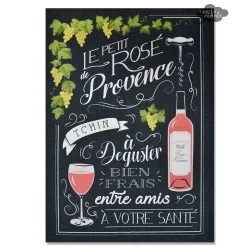 Rosé De Provence Black French Cotton Kitchen Towel By L'Ensoleillade