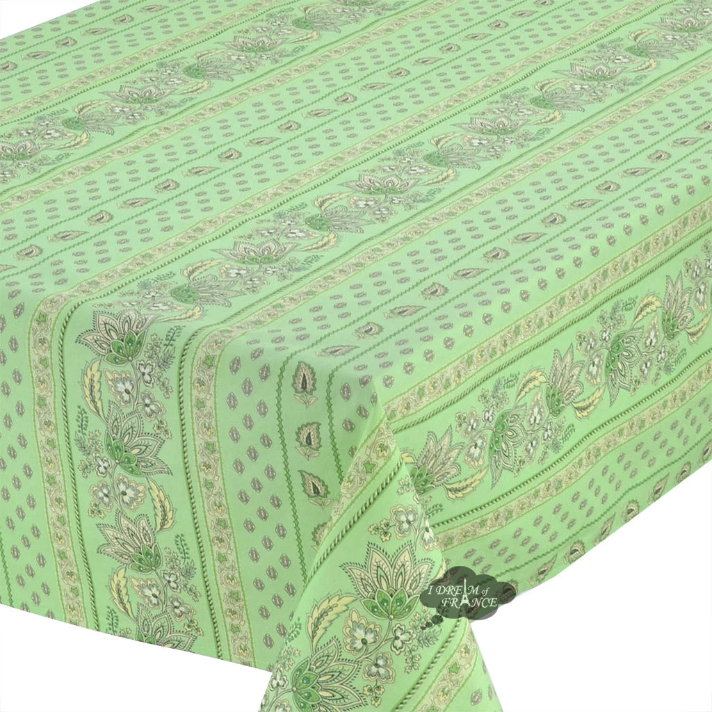 60x96" Rectangular Lisa Pistachio Cotton Coated Provence Tablecloth By Le Cluny - Image 2