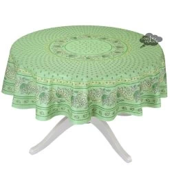 70" Round Lisa Pistachio French Country Tablecloths By Le Cluny