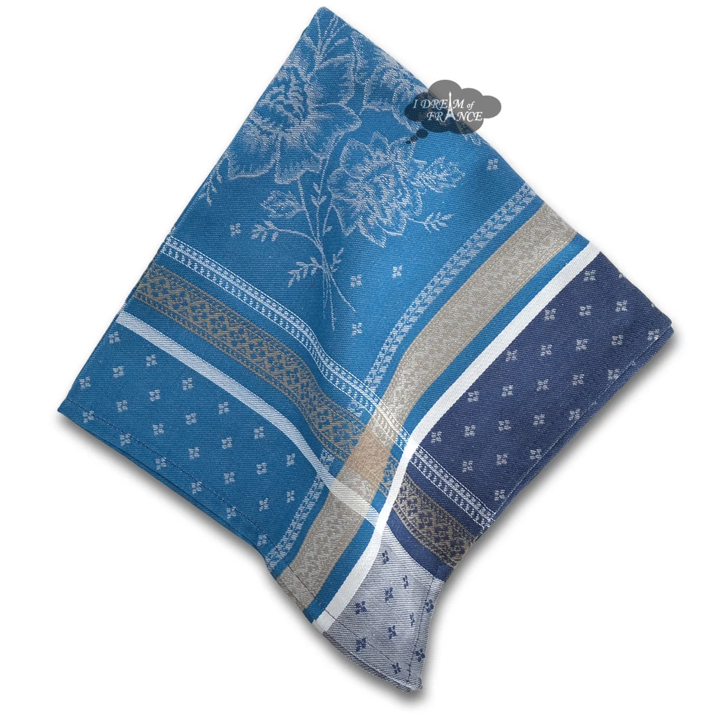 Massilia Azure French Cotton Jacquard Napkin By Marat D'Avignon