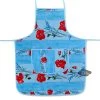 Poppies Sky Blue Cotton Kitchen Apron By Tissus Toselli