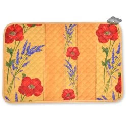 Poppies Yellow Acrylic Coated Quilted Placemats By Tissus Toselli