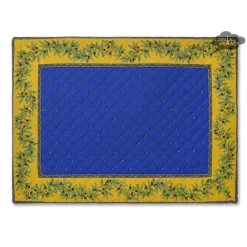 Calisson Blue French Quilted Cotton Placemat By Tissus Toselli