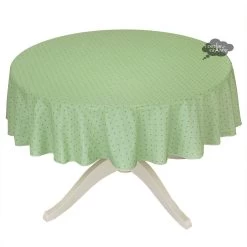 70" Round Calisson Green Allover Acrylic-Coated Cotton Tablecloth By Tissus Toselli