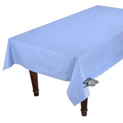 60x96" Rectangular Calisson Lavender Blue Acrylic-Coated Cotton Tablecloth By Tissus Toselli