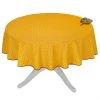70" Round Calisson Yellow & Red Allover Acrylic-Coated Cotton Tablecloth By Tissus Toselli