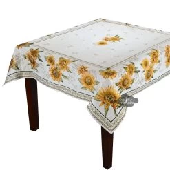 56" Square Sunflower French Tapestry Tablecloth By Tissus Toselli