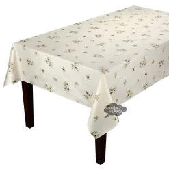 60x138" Rect Clos Des Oliviers Cream All-Over Acrylic-Coated Cotton Tablecloth By L'Ensoleillade
